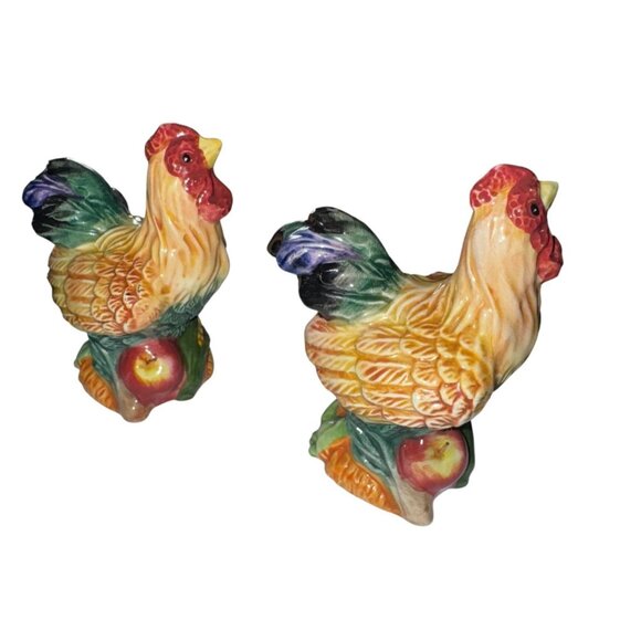 Vintage Ceramic Rooster Figurine Set - Picture 4 of 6